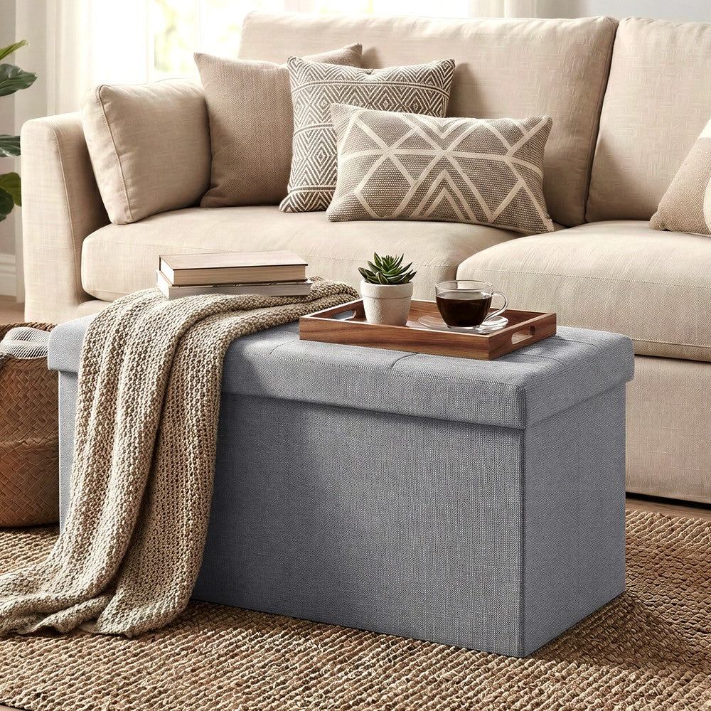 Linen Fabric Storage Ottoman - image 4