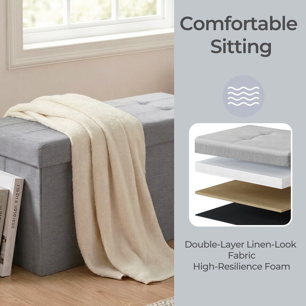 Linen Fabric Storage Ottoman - image 5