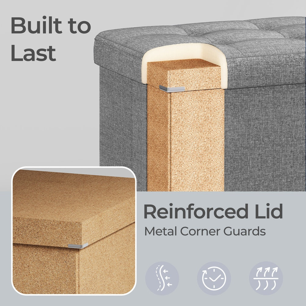 Linen Fabric Storage Ottoman - image 6