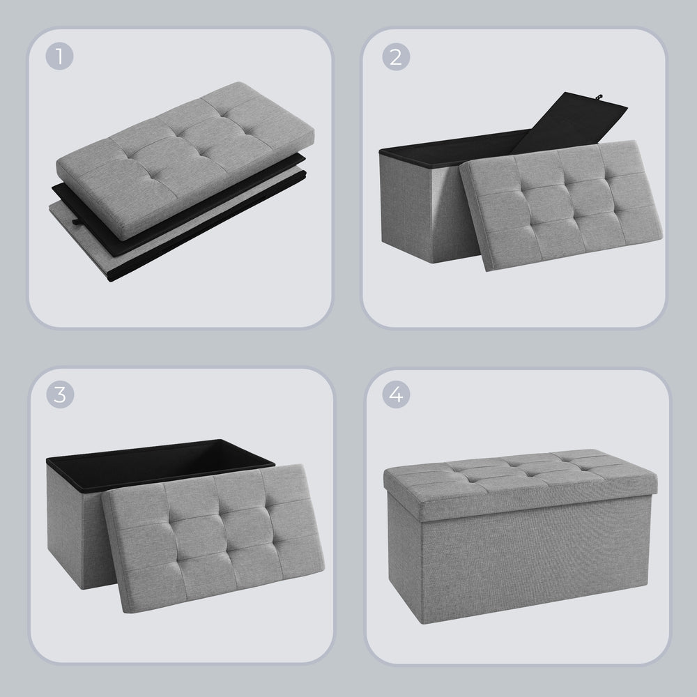 Linen Fabric Storage Ottoman - image 7
