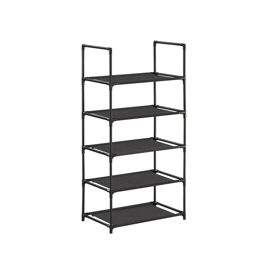 5-Tier Metal Shoe Rack: Space-Saving Shoe Organizer with Non-Woven Shelves, 28x45x89cm for Bedroom/Hallway - image 1