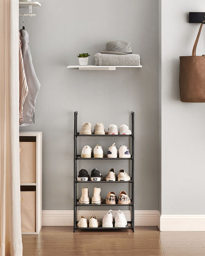 5-Tier Metal Shoe Rack: Space-Saving Shoe Organizer with Non-Woven Shelves, 28x45x89cm for Bedroom/Hallway - image 4