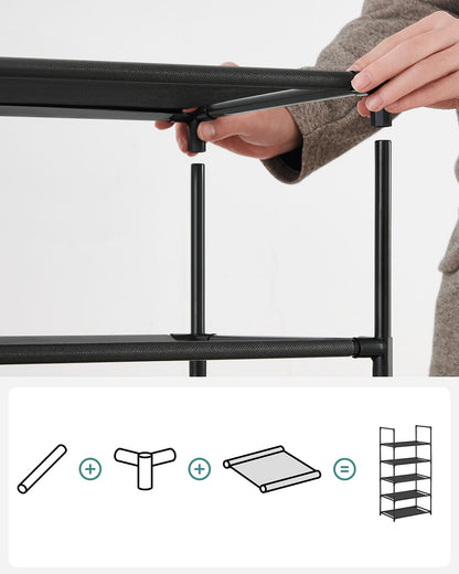 5-Tier Metal Shoe Rack: Space-Saving Shoe Organizer with Non-Woven Shelves, 28x45x89cm for Bedroom/Hallway - image 7
