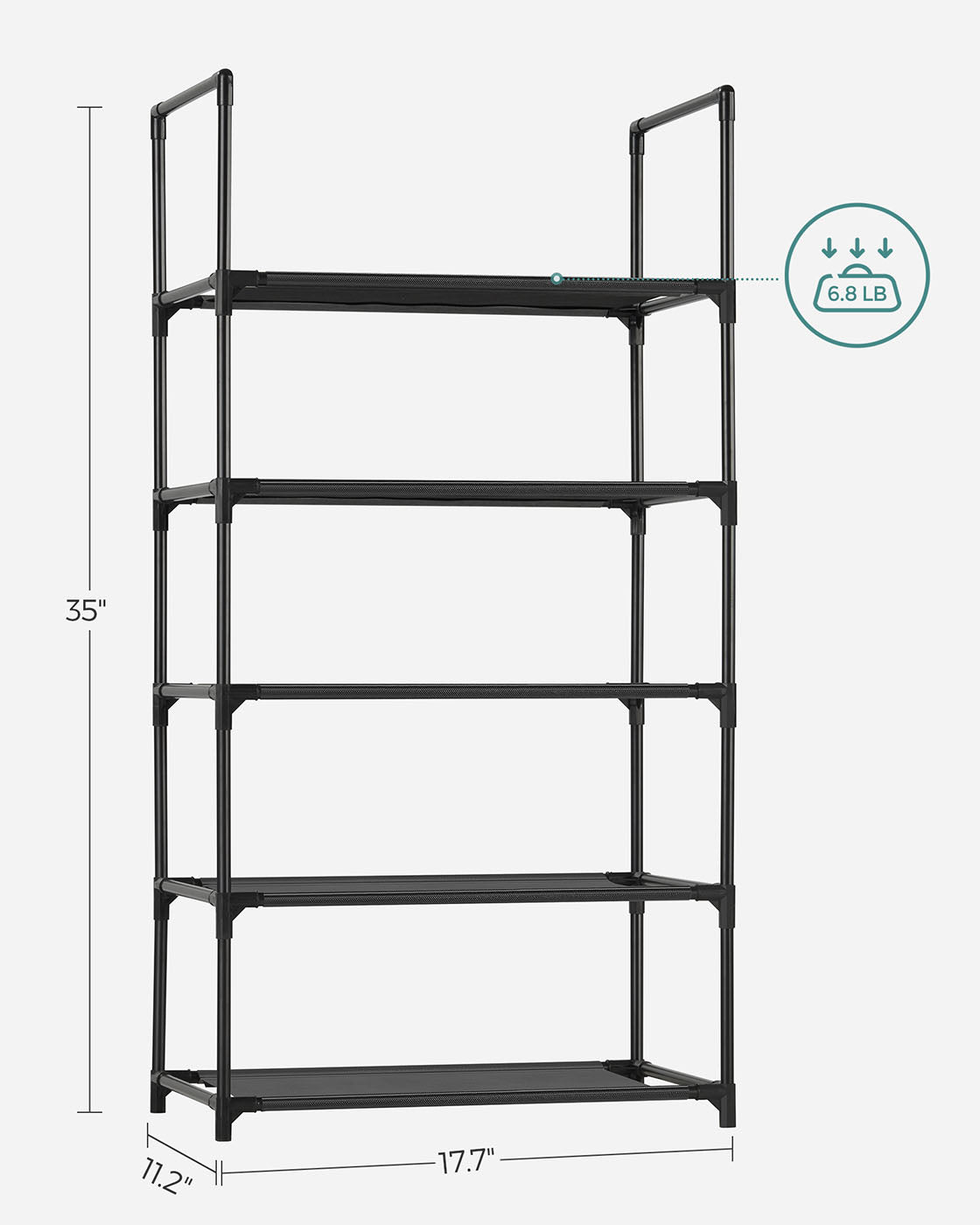 5-Tier Metal Shoe Rack: Space-Saving Shoe Organizer with Non-Woven Shelves, 28x45x89cm for Bedroom/Hallway - image 8