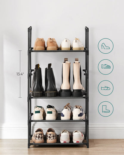 5-Tier Metal Shoe Rack: Space-Saving Shoe Organizer with Non-Woven Shelves, 28x45x89cm for Bedroom/Hallway - image 9