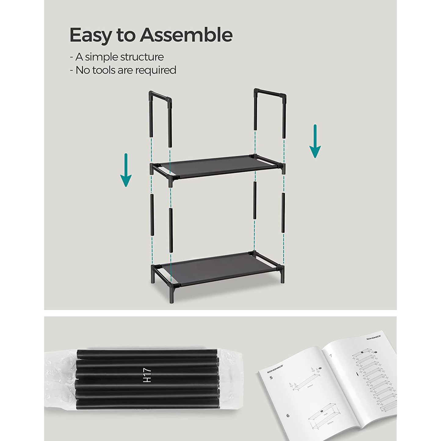 10-Tier Shoe Shelf with Metal Frame