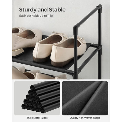 10-Tier Shoe Shelf with Metal Frame