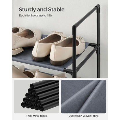 10-Tier Shoe Shelf with Metal Frame