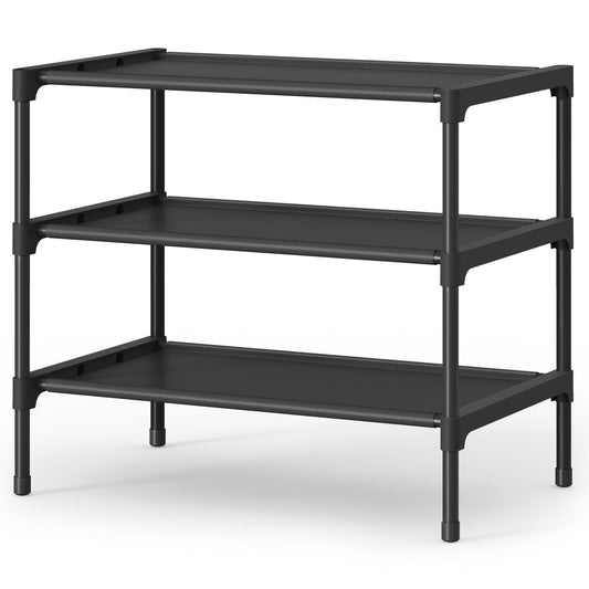 Shoe Rack, 3-Tier Shoe Storage Organizer, Space-Saving, 11.7 x 16.5 x 19.1 Inches