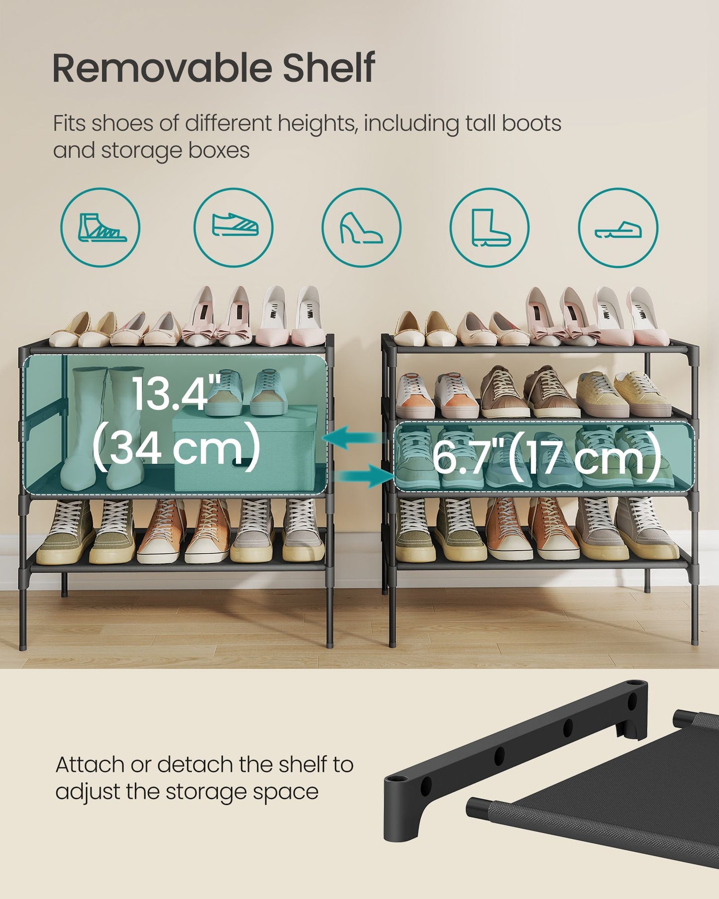 hoe Rack, Shoe Storage Organizer, Space-Saving - HWLEXTRA 