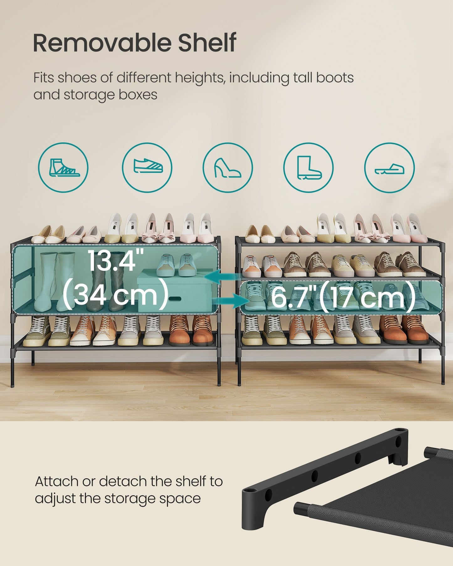 Shoe Rack, Shoe Storage Organizer, Space-Saving - HWLEXTRA 
