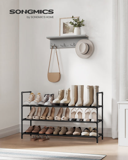 Slim metal shoe rack with fabric shelves for hallway closet - image 2