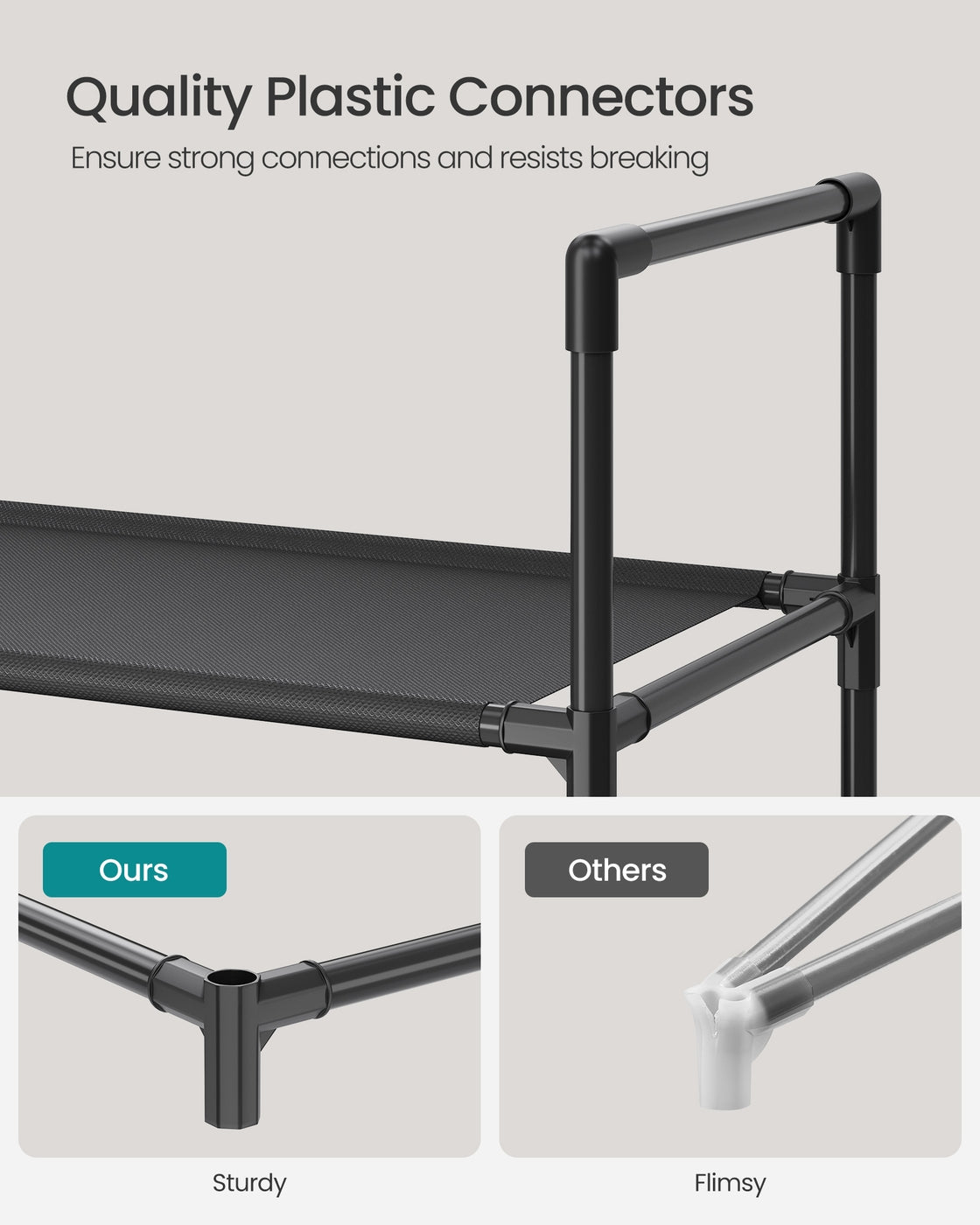 Slim metal shoe rack with fabric shelves for hallway closet - image 7