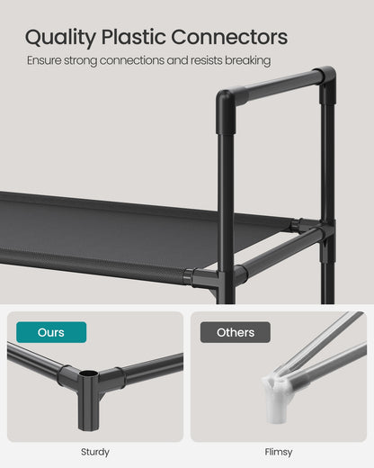Slim metal shoe rack with fabric shelves for hallway closet - image 7