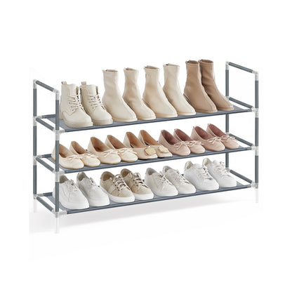 Slim metal shoe rack with fabric shelves for hallway closet - image 14