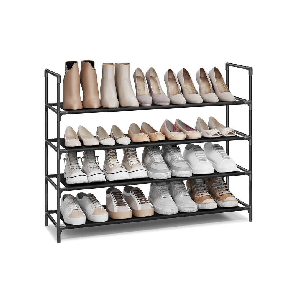 Slim metal shoe rack with fabric shelves for hallway closet - image 15