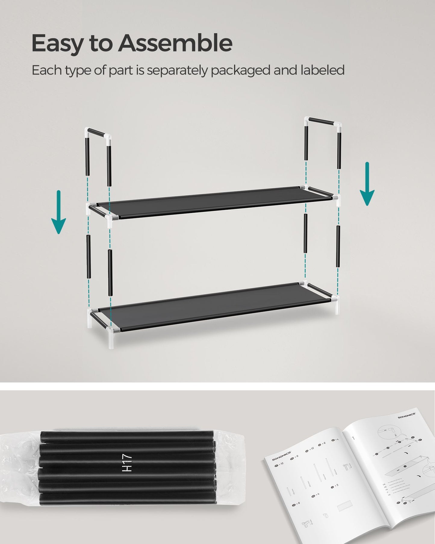 5-Tier Shoe Rack with Metal Frame