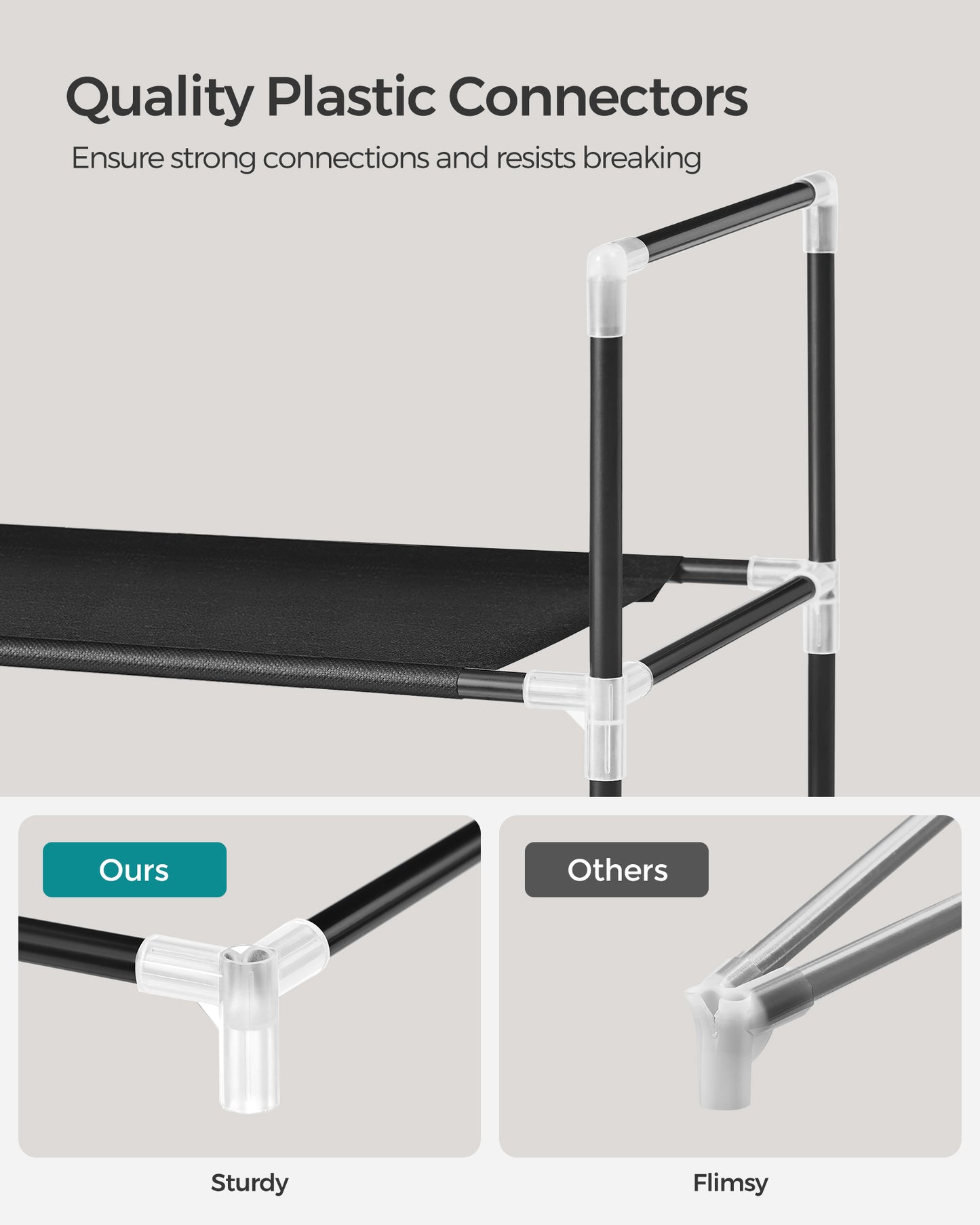 5-Tier Shoe Rack with Metal Frame