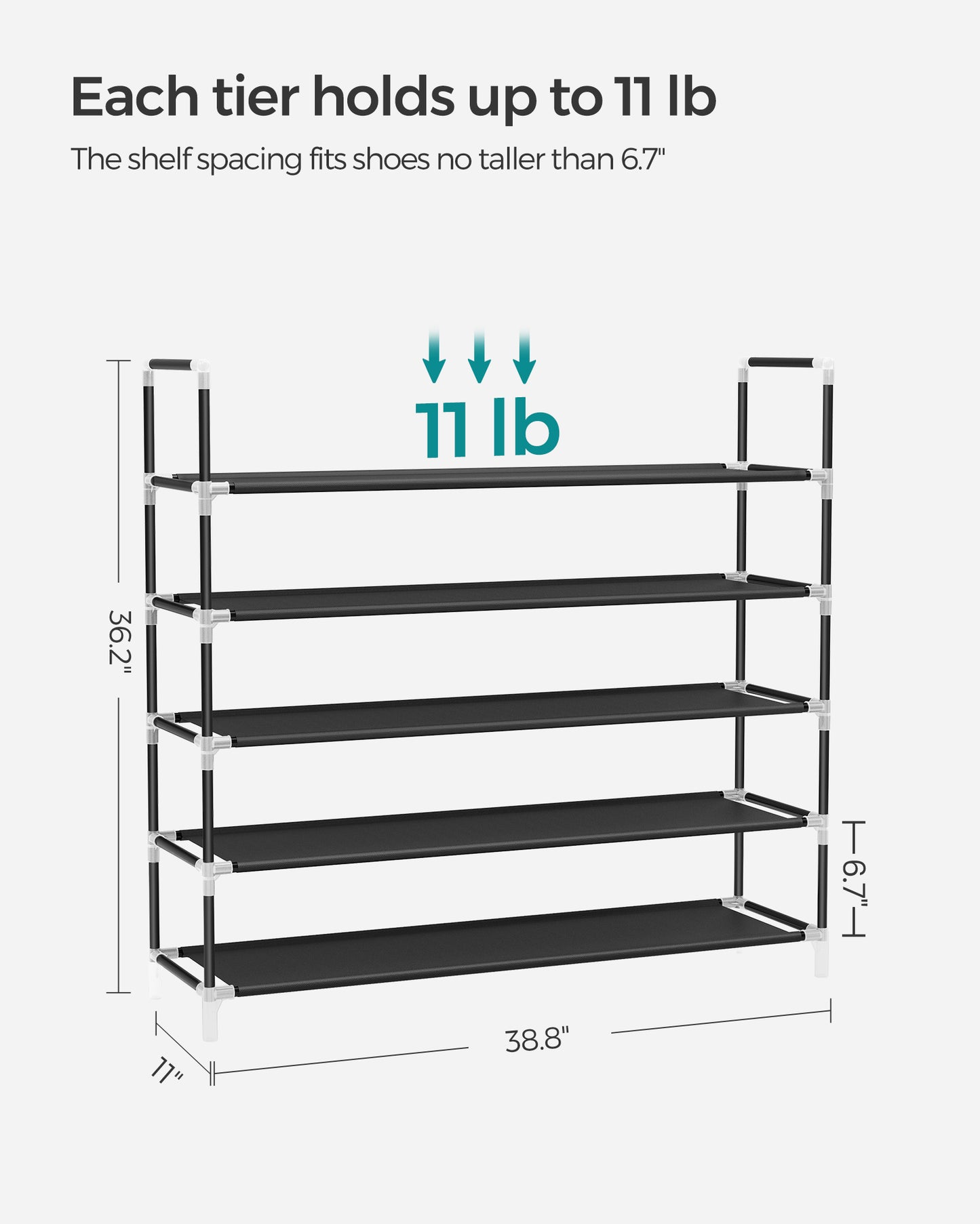 5-Tier Shoe Rack with Metal Frame