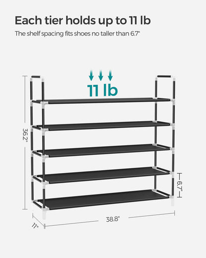 5-Tier Shoe Rack with Metal Frame