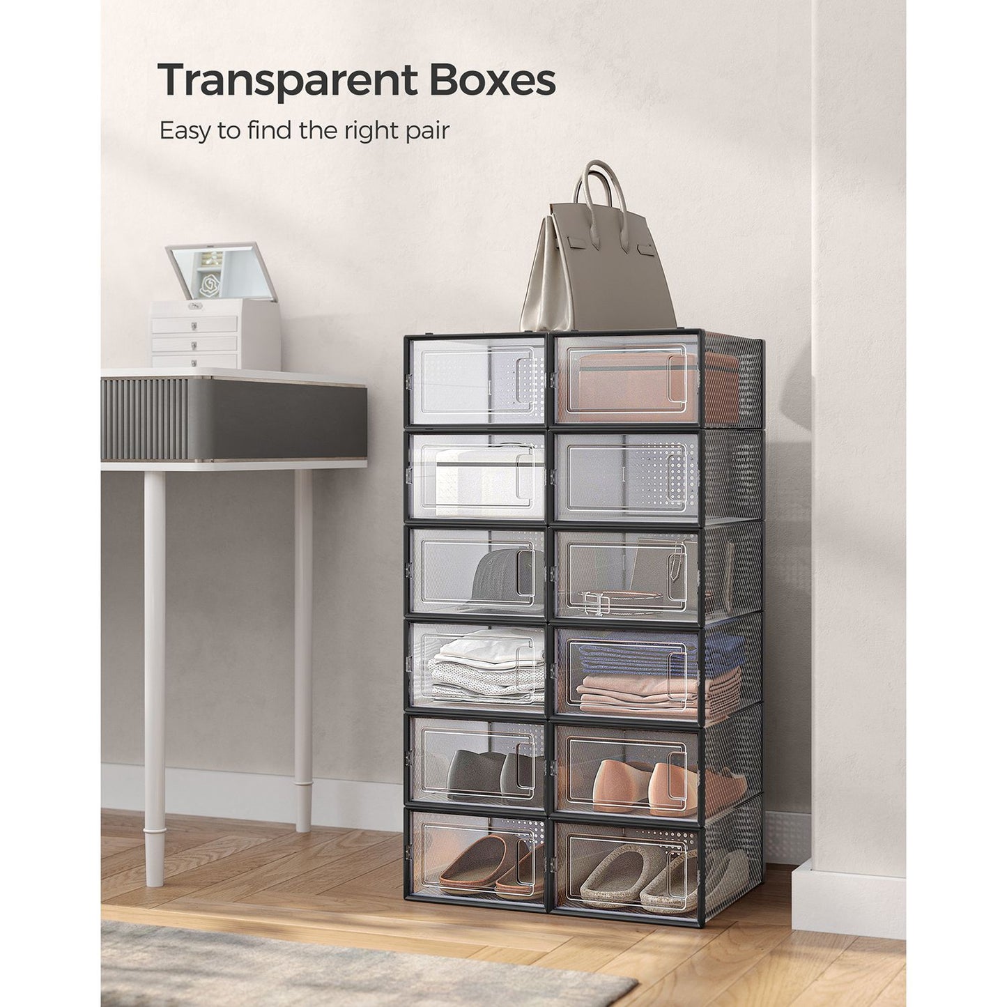 Pack of 12 Shoe Boxes, Fit up to US Size 11 - HWLEXTRA 
