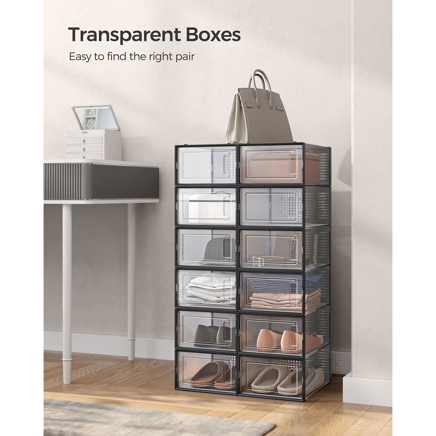 Pack of 12 Shoe Boxes, Fit up to US Size 11 - HWLEXTRA 