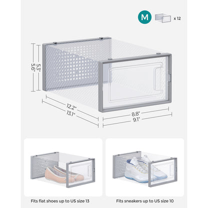 Pack of 12 Shoe Boxes, Fit up to US Size 11 - HWLEXTRA 