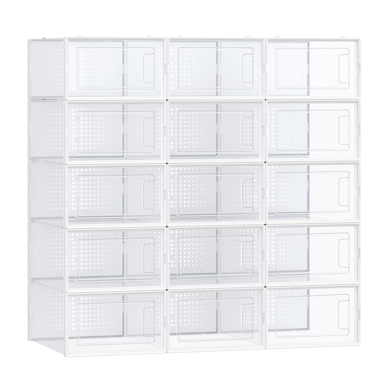 Shoe Boxes, Pack of 15 Shoe Storage Organizers, Stackable Clear Plastic Boxes for Closet, Sneakers - HWLEXTRA 