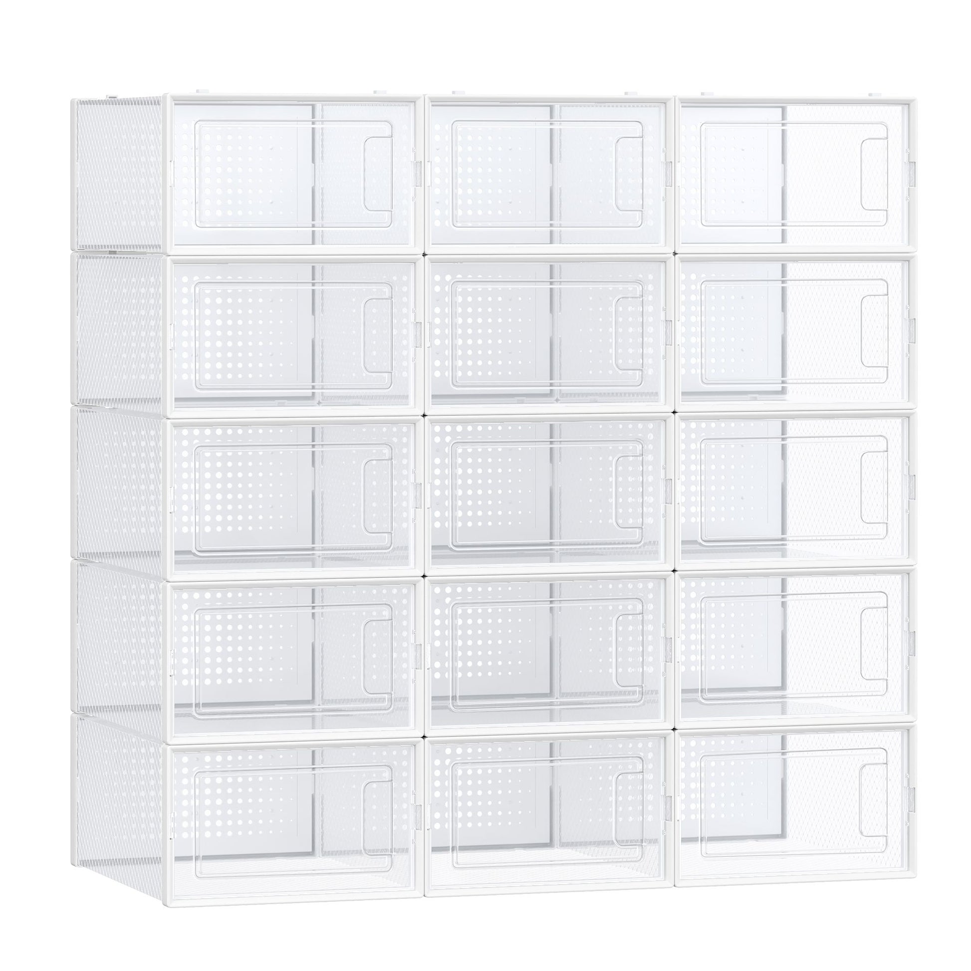 Shoe Boxes, Pack of 15 Shoe Storage Organizers, Stackable Clear Plastic Boxes for Closet, Sneakers - HWLEXTRA 