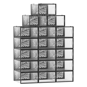 Clear Shoe Boxes, Set of 18 Stackable Plastic Shoe Organizer
