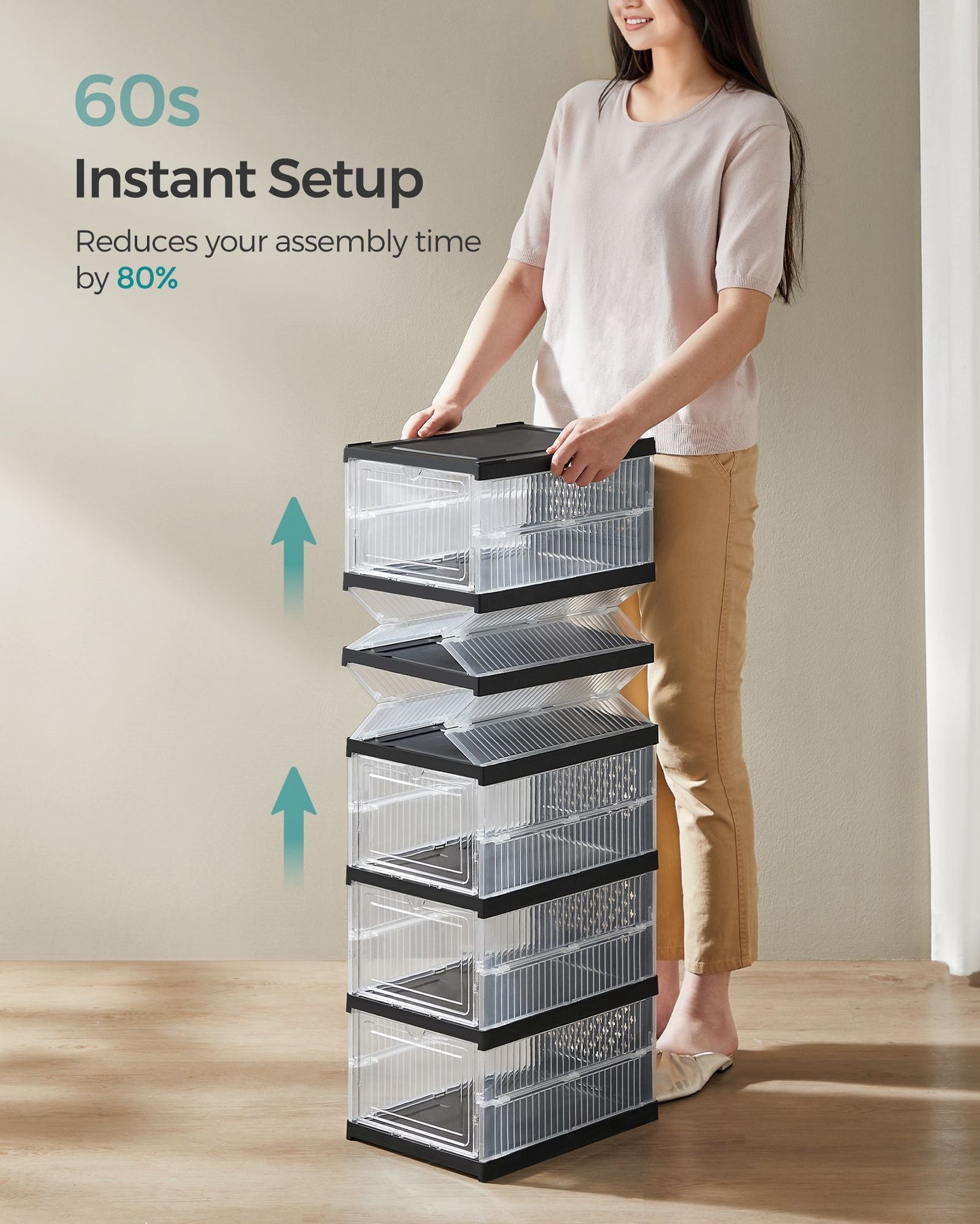Pack of 18 Foldable Shoe Boxes, Fit up to US Size 13 - HWLEXTRA 