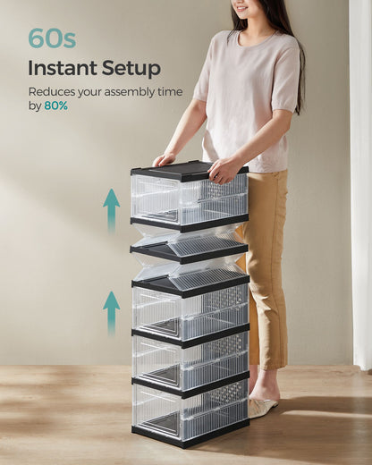 Pack of 18 Foldable Shoe Boxes, Fit up to US Size 13 - HWLEXTRA 