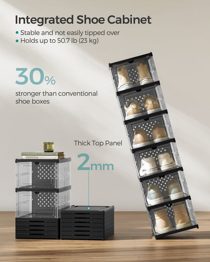 Pack of 18 Foldable Shoe Boxes, Fit up to US Size 13 - HWLEXTRA 