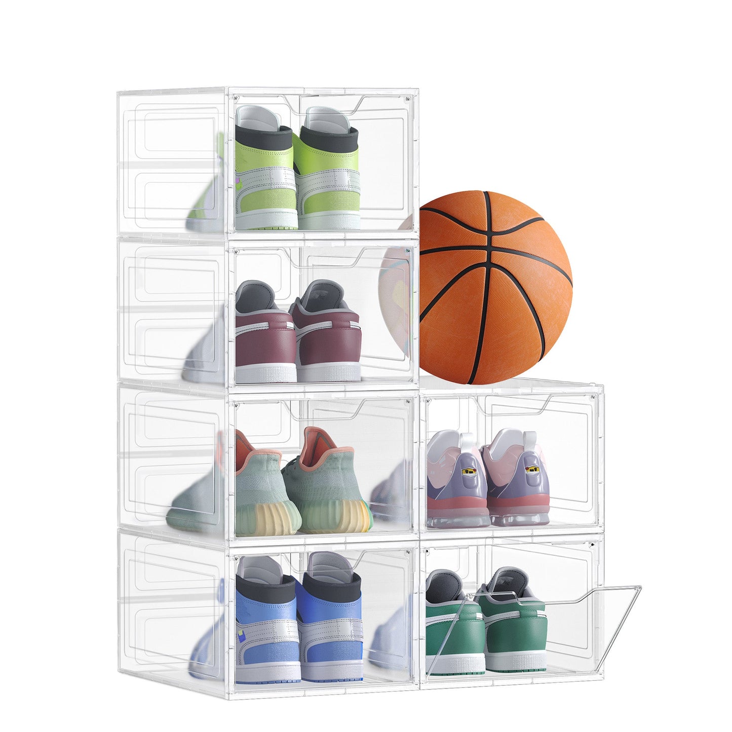 Set of 6 Clear Shoe Boxes — White