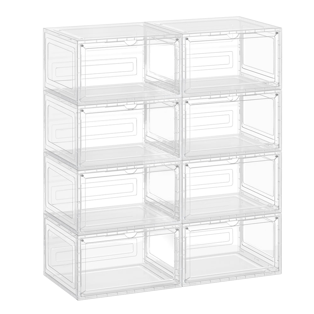 Shoe Boxes Set of 8 13 x 11.2 x 7.6 Inches Black and Transparent White - image 8