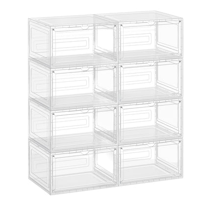 Shoe Boxes Set of 8 13 x 11.2 x 7.6 Inches Black and Transparent White - image 8