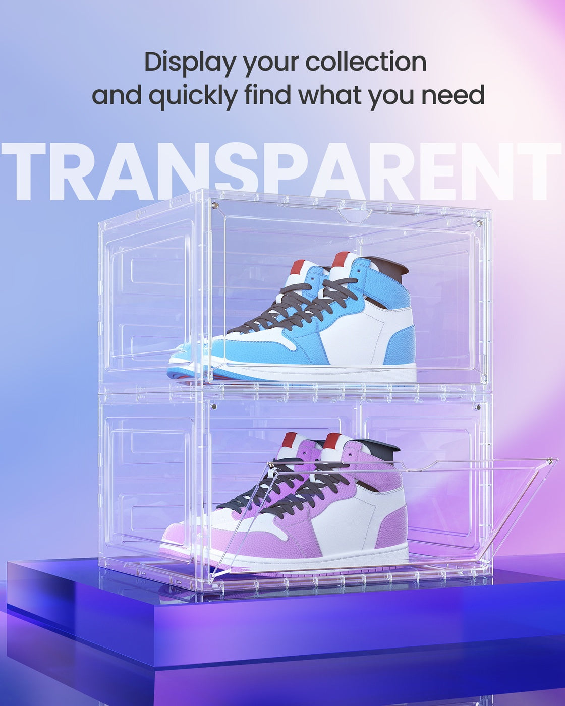 Shoe Boxes Set of 8 13 x 11.2 x 7.6 Inches Black and Transparent White - image 10