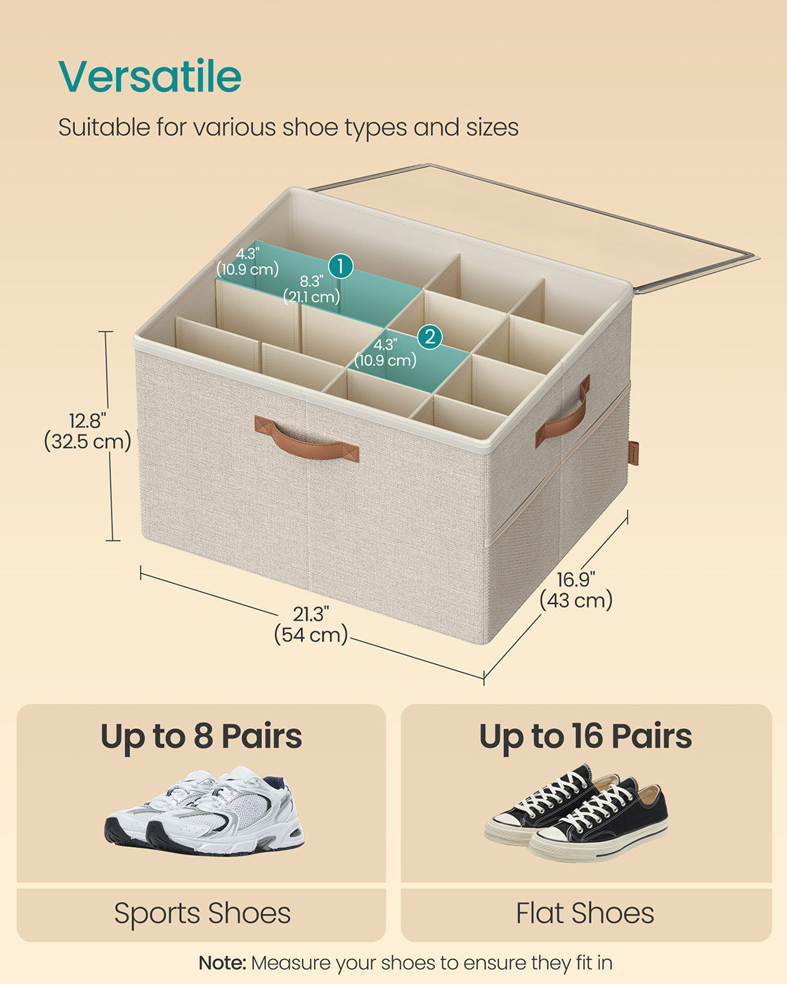 Shoe Organizer for Closet, Fits 16 Pairs