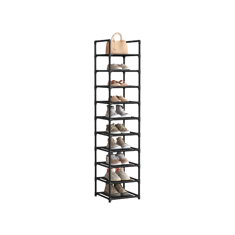 10-Tier Shoe Shelf with Metal Frame