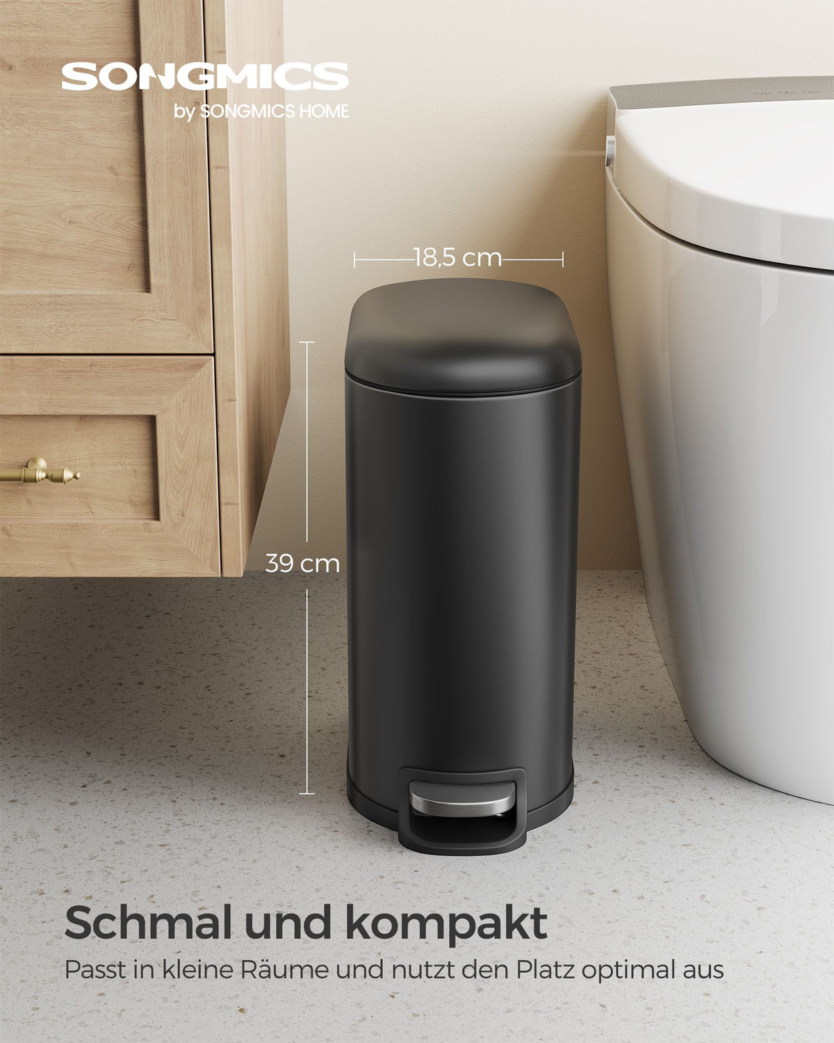 10L Small Pedal Bathroom Bin with Lid
