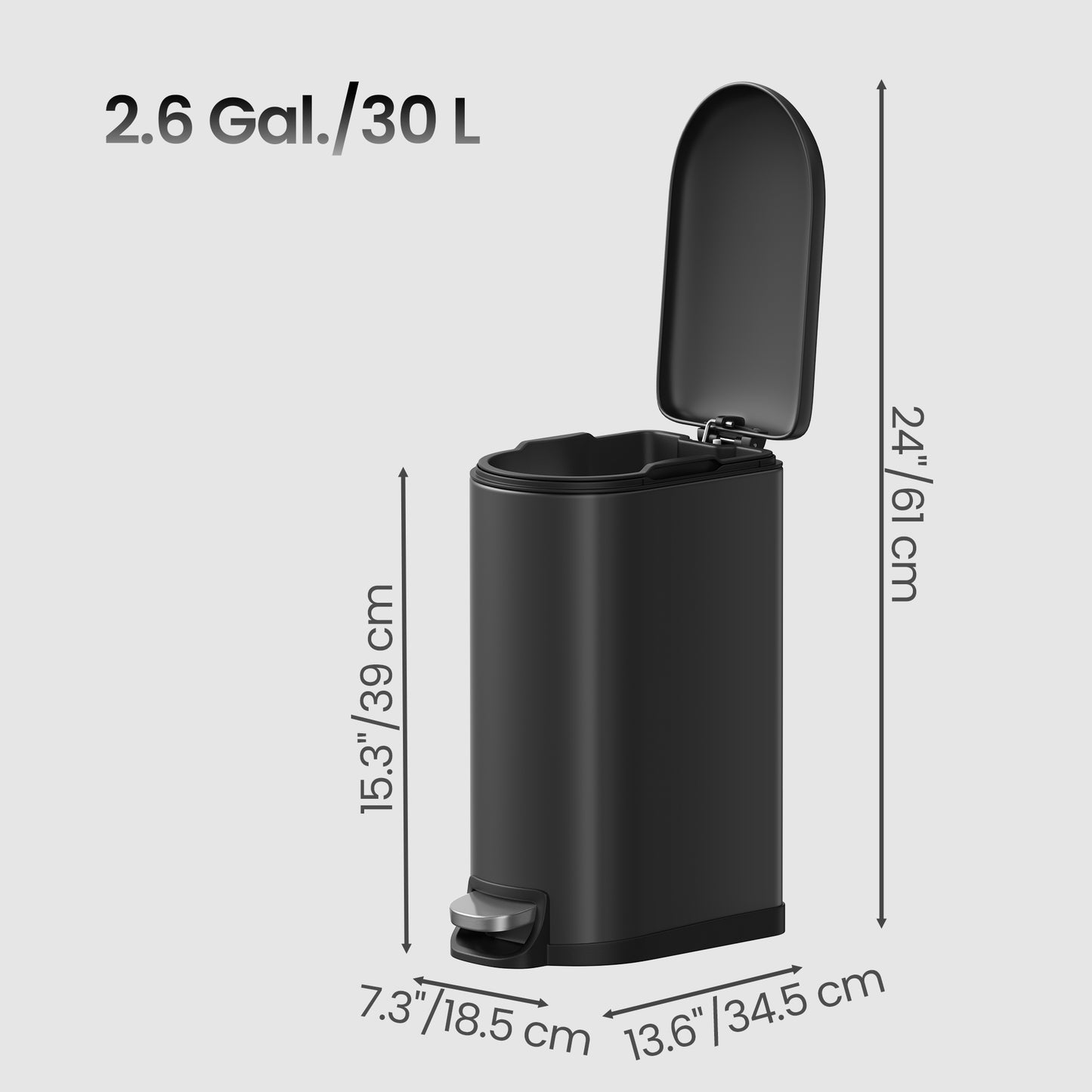 Kitchen Bin with 2 Compartments, 2 x 30 L Double Rubish Bin with Lids - image 3