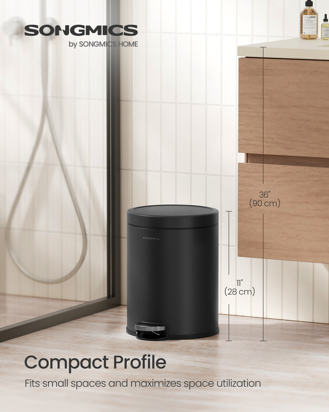 Bathroom stainless steel trash can with soft close lid - image 10