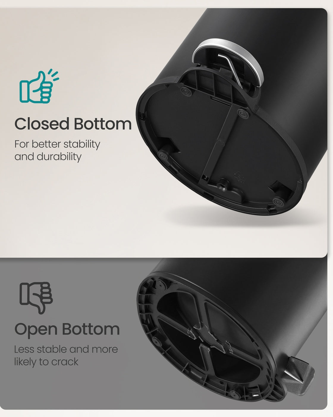 Bathroom stainless steel trash can with soft close lid - image 14
