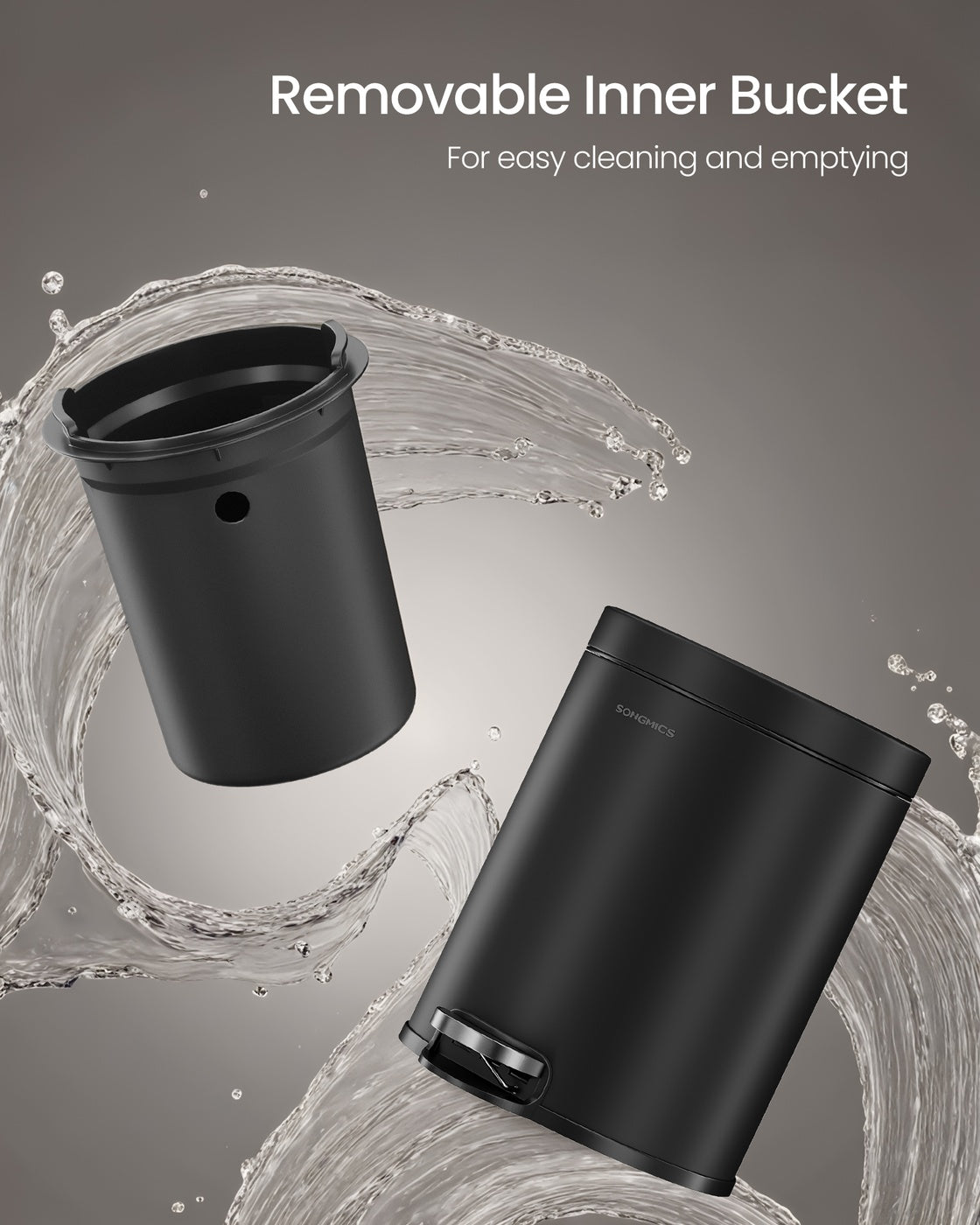 Bathroom stainless steel trash can with soft close lid - image 15