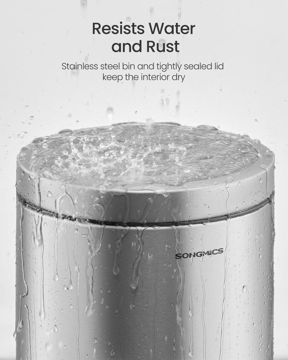 Bathroom stainless steel trash can with soft close lid - image 19