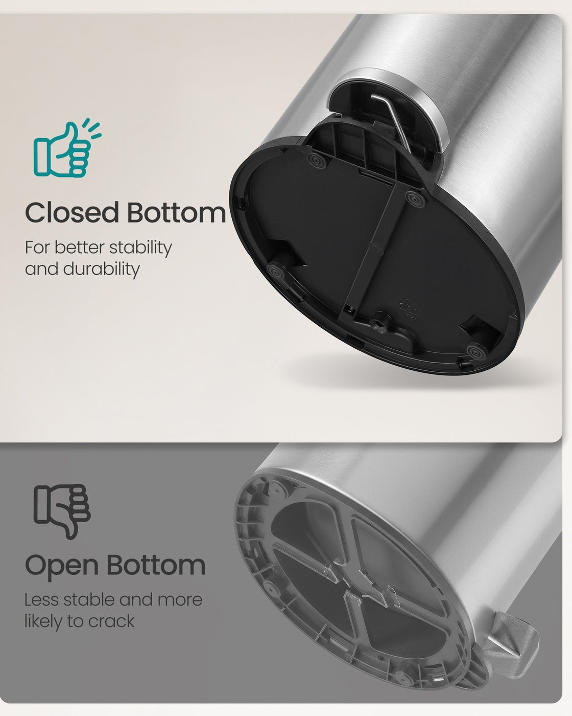 Bathroom stainless steel trash can with soft close lid - image 22
