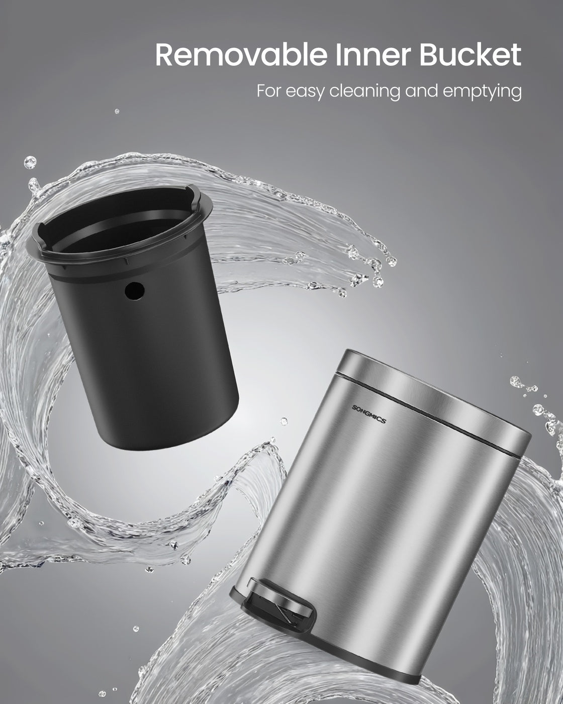 Bathroom stainless steel trash can with soft close lid - image 23