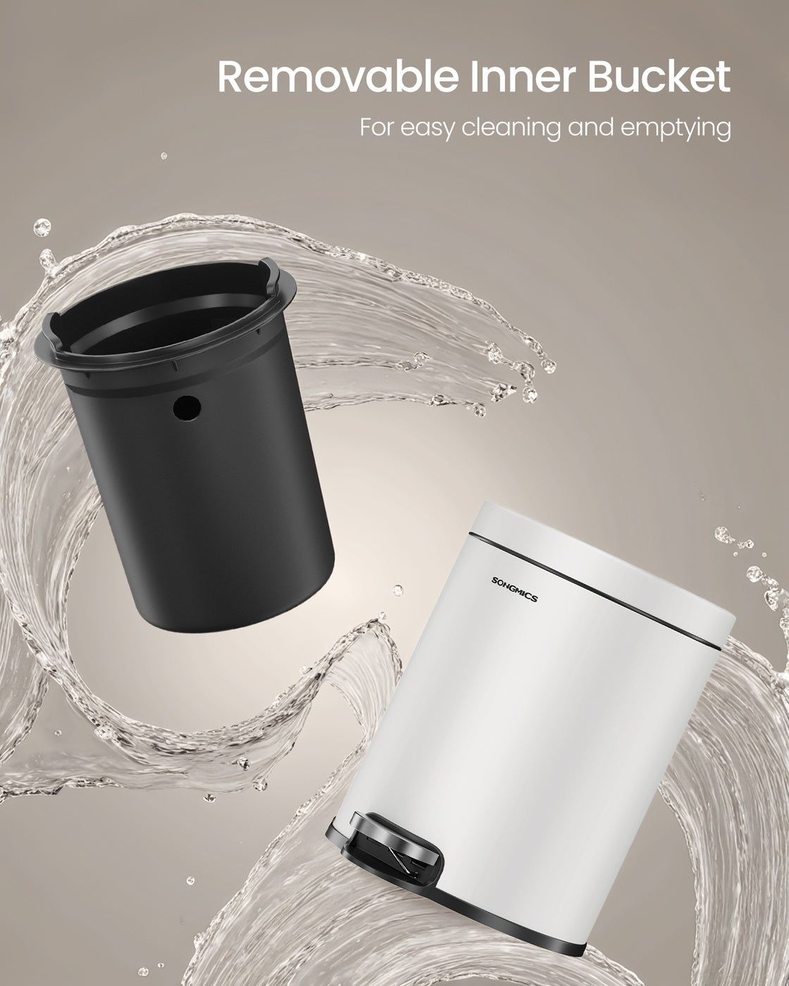 Bathroom stainless steel trash can with soft close lid - image 7