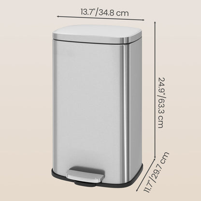 8- Gallon Silver Step-Open Trash Can with Plastic Inner Bucket