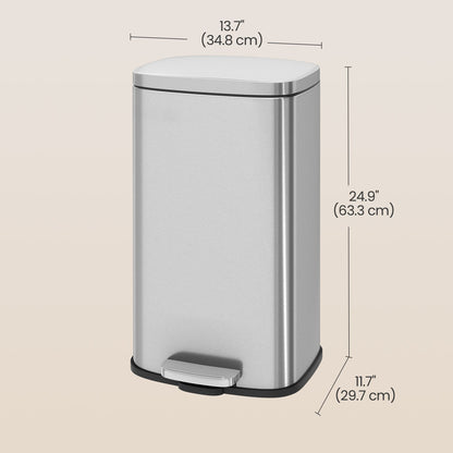 Pedal Rubbish Bin 30 L, Soft-Close Lid Kitchen Waste Bin with Inner Bucket, Steel, for Home, Green - image 21